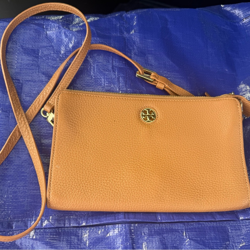 Tory Burch Camel Leather Crossbody Bag